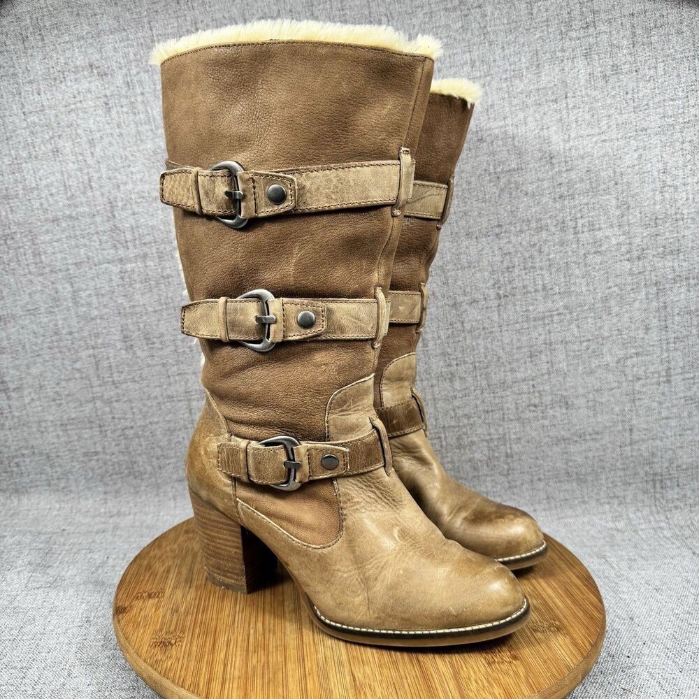 Gianni Bini Boots Women's Size 8 M Knee Suede Leather Faux Fur Lined
